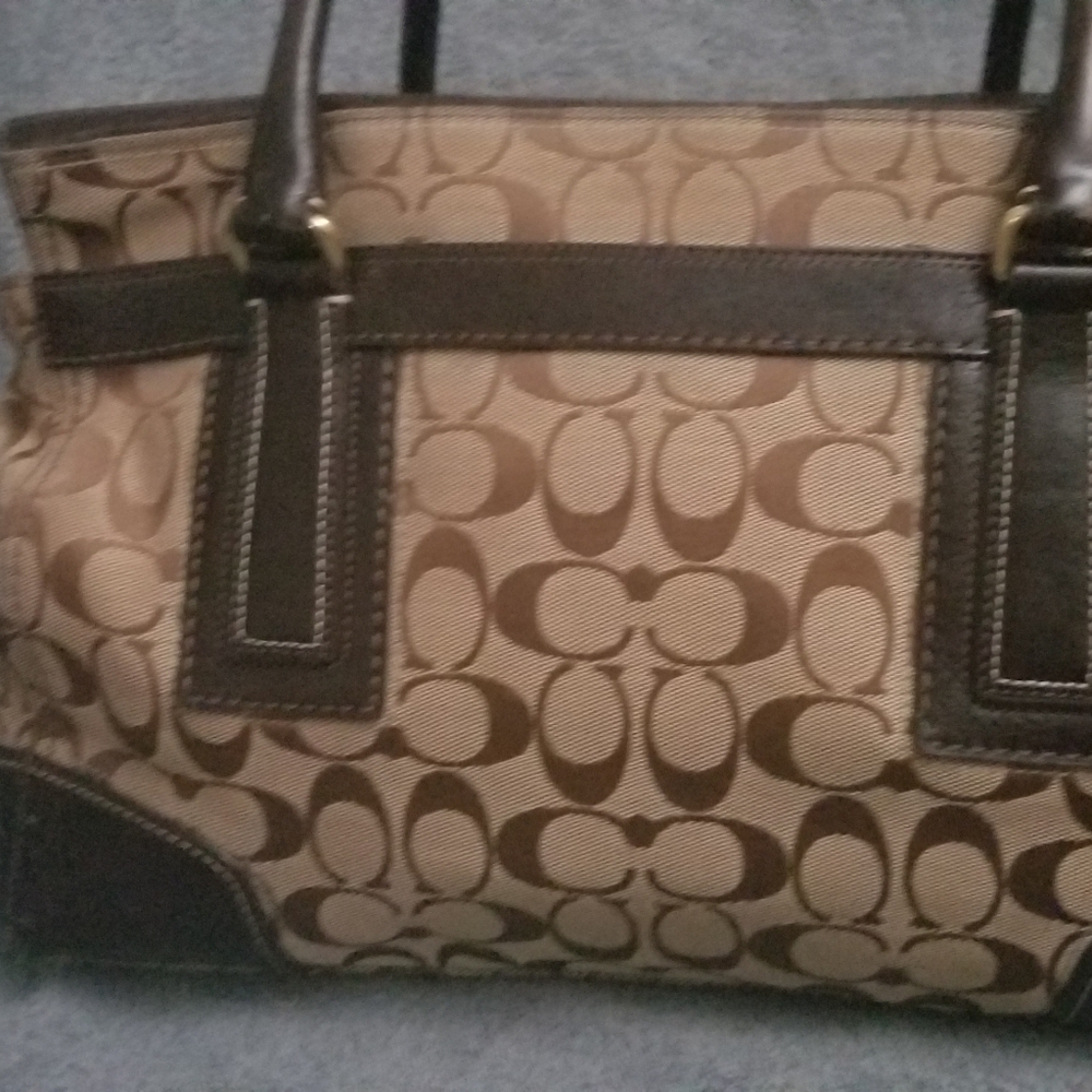 Coach Satchel Brown Leather and Monogram Canvas - Picture 4 of 15